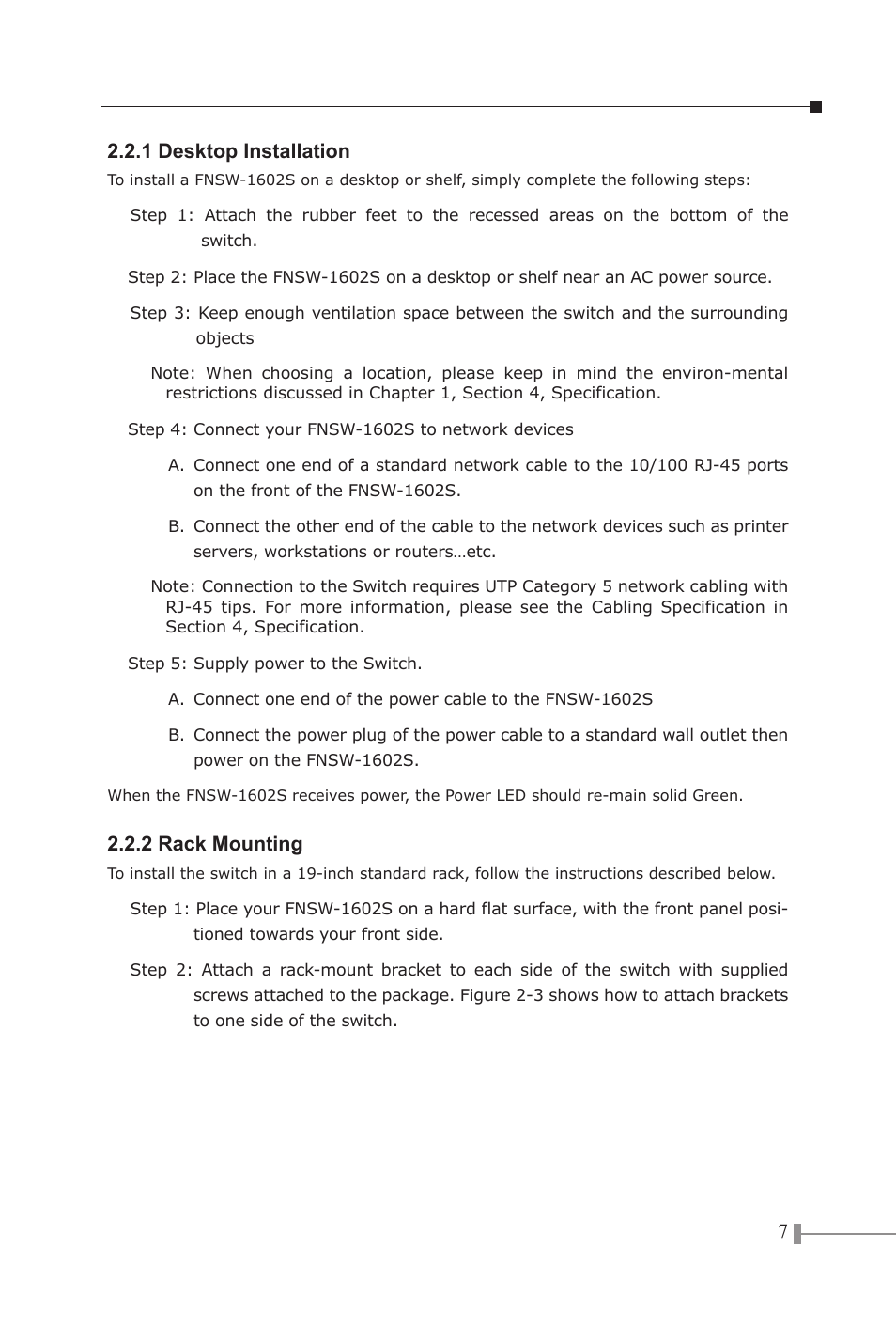 2 rack mounting | PLANET FNSW-1602S User Manual | Page 9 / 43