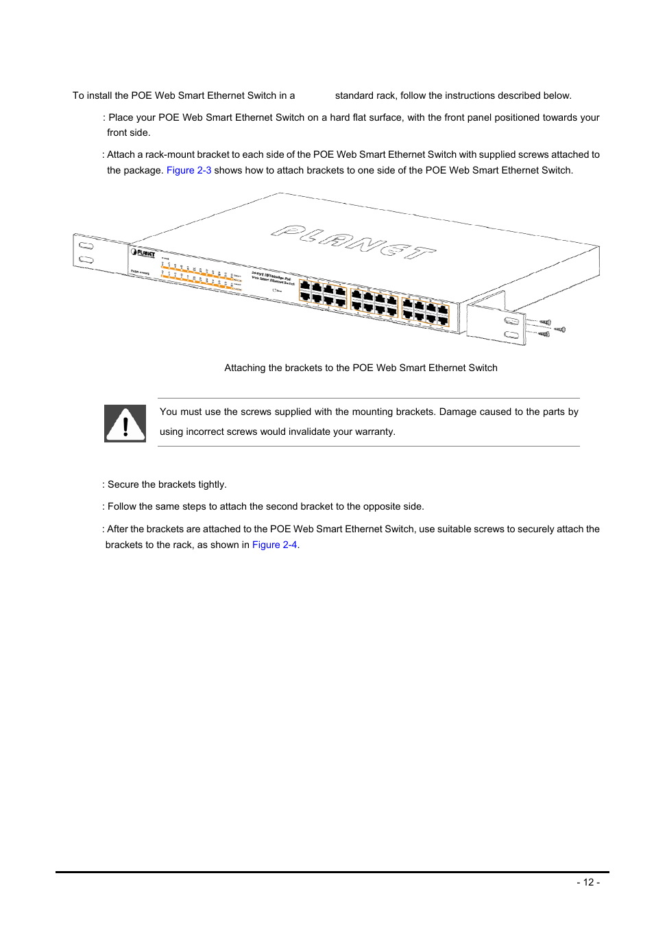 2 rack mounting | PLANET FNSW-2400PS User Manual | Page 12 / 70