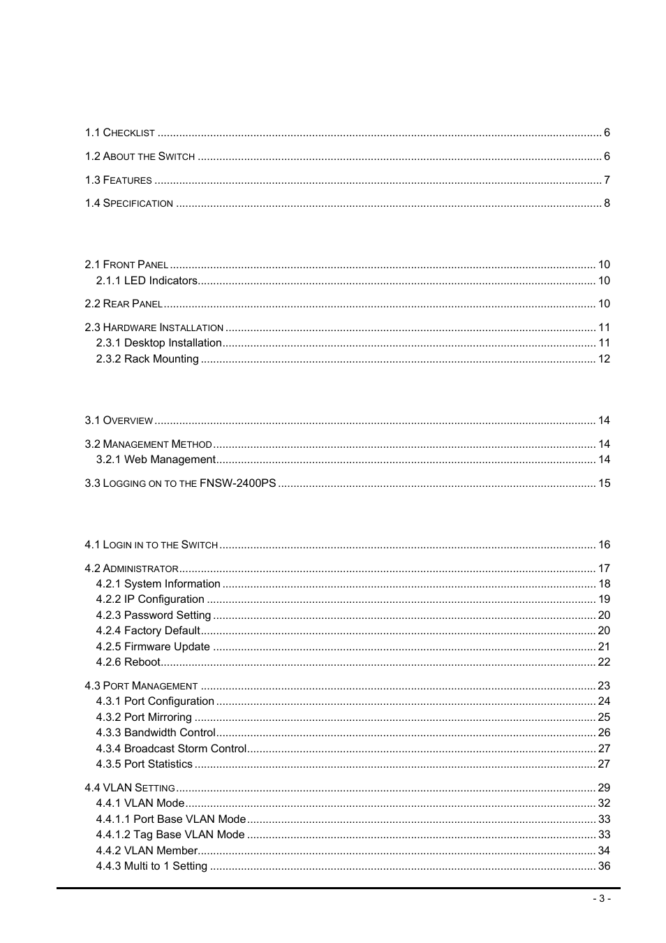 PLANET FNSW-2400PS User Manual | Page 3 / 70