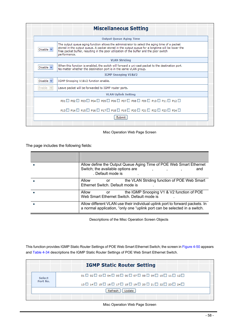2 igmp static router settings | PLANET FNSW-2400PS User Manual | Page 58 / 70