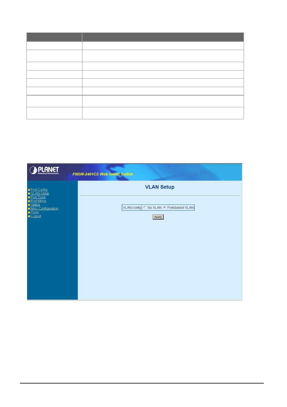 3 vlan setup, Vlan, Etup | PLANET FNSW-2401CS User Manual | Page 12 / 38