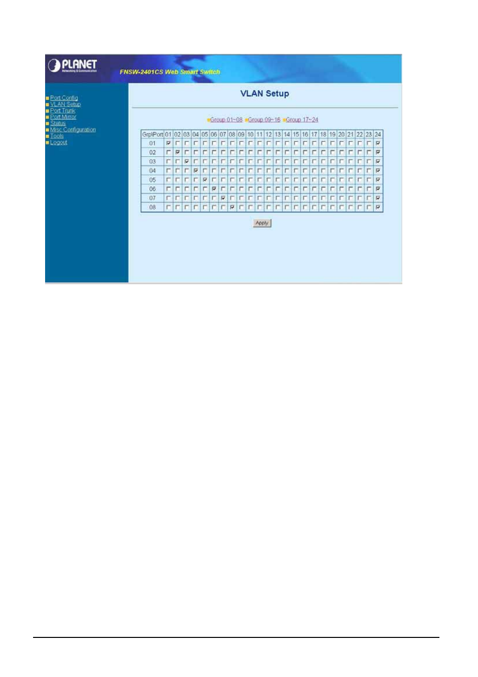 1 vlan setting example | PLANET FNSW-2401CS User Manual | Page 13 / 38