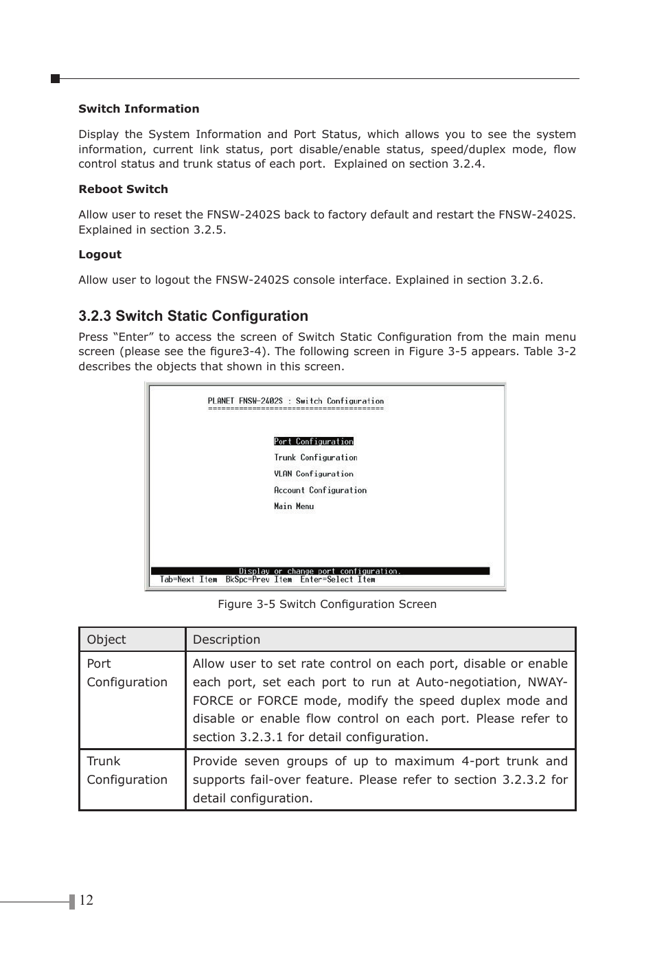 3 switch static configuration | PLANET FNSW-2402S User Manual | Page 14 / 39