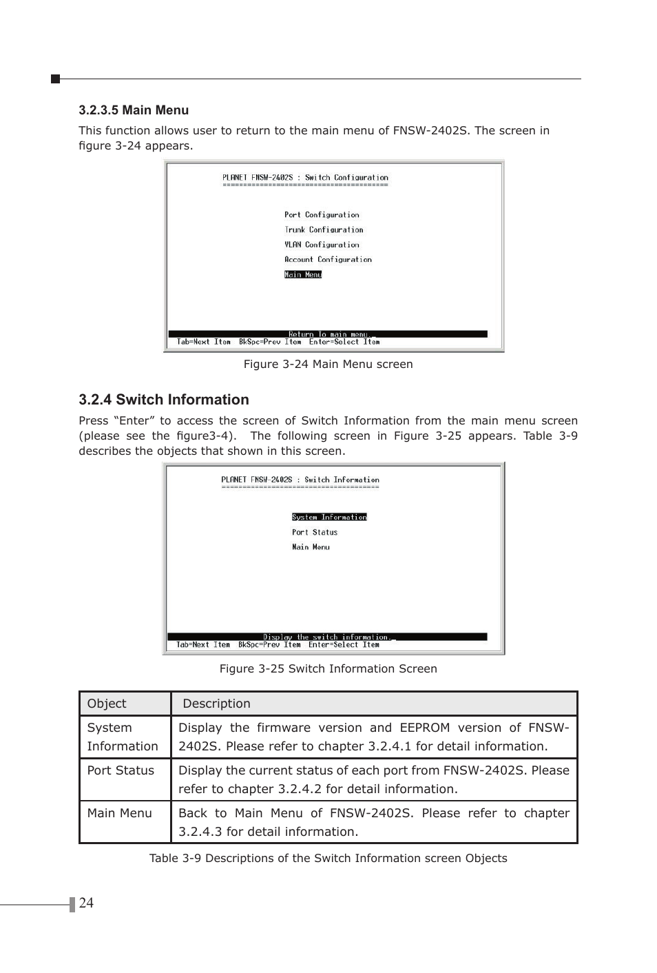 4 switch information | PLANET FNSW-2402S User Manual | Page 26 / 39