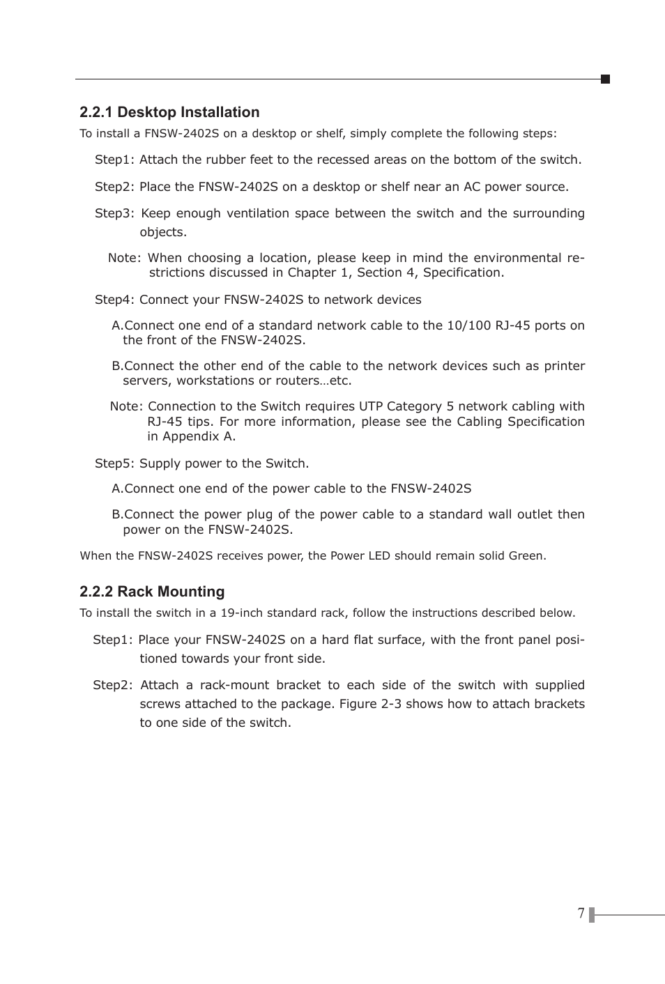 2 rack mounting | PLANET FNSW-2402S User Manual | Page 9 / 39