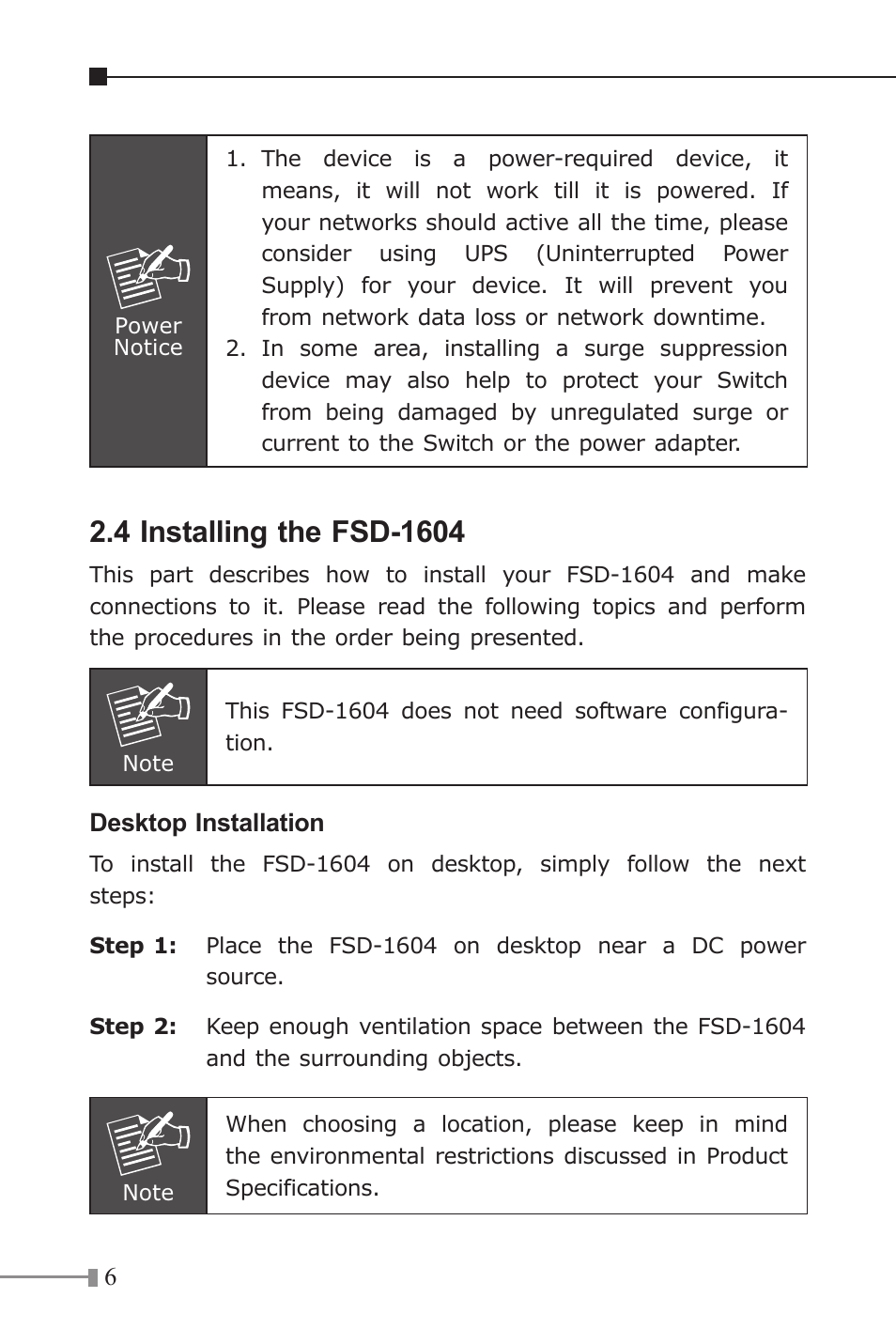 PLANET FSD-1604 User Manual | Page 6 / 12