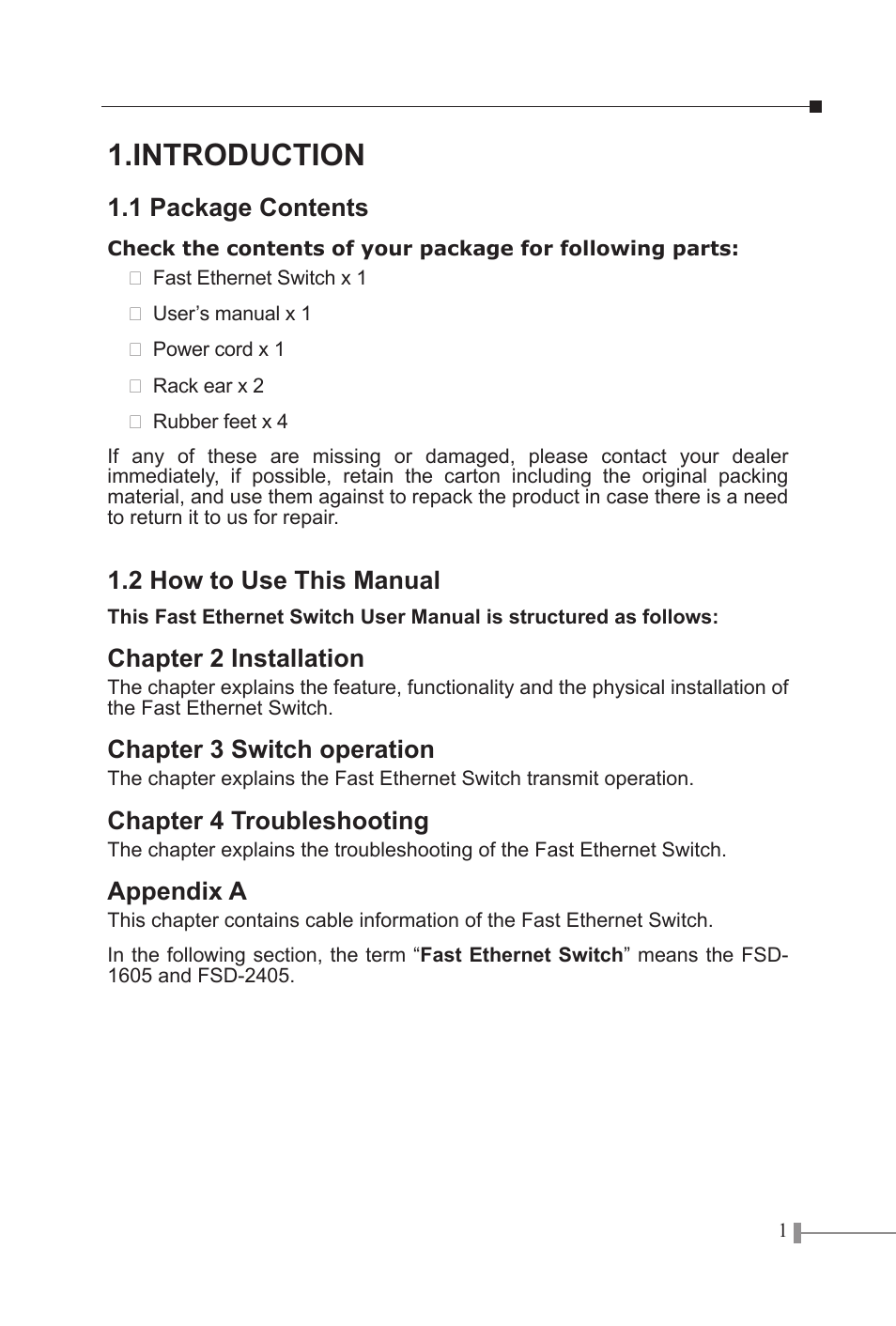 Introduction | PLANET FSD-1605 User Manual | Page 3 / 18