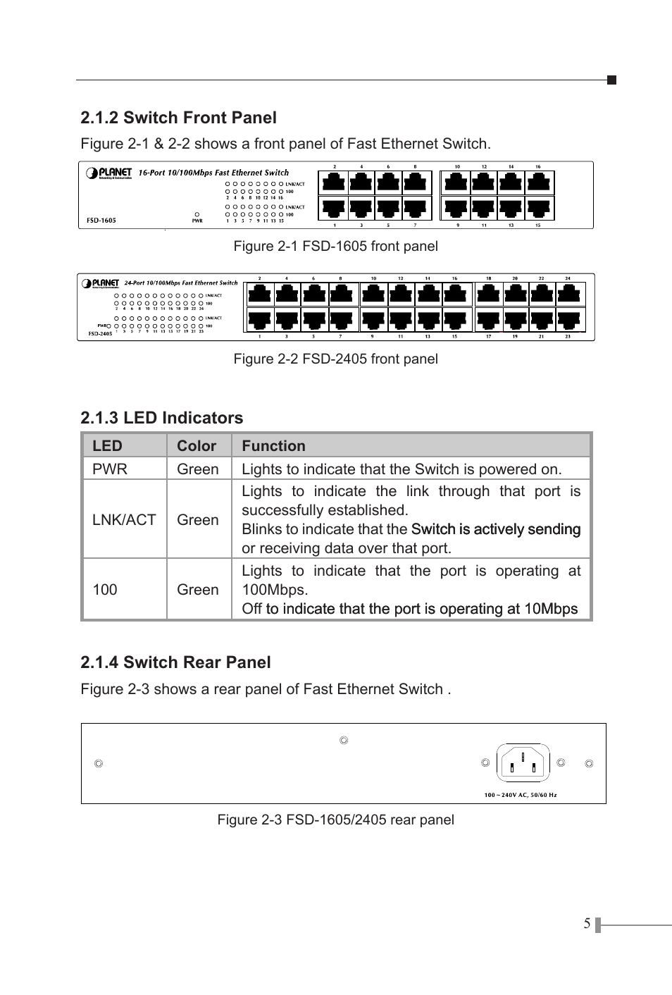 PLANET FSD-1605 User Manual | Page 7 / 18