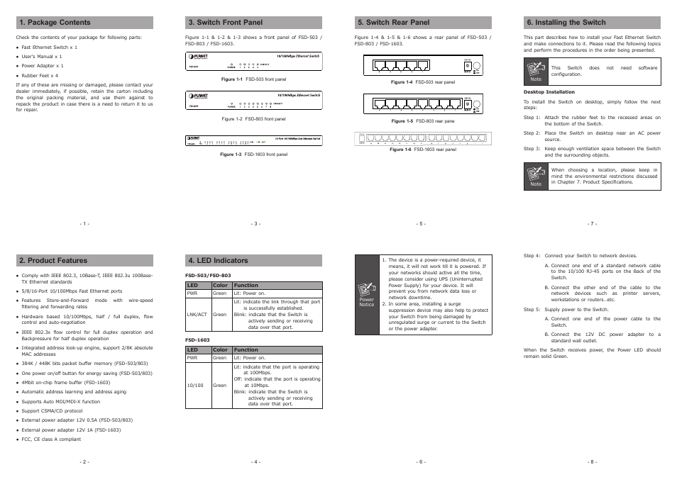 PLANET FSD-503 User Manual | 2 pages
