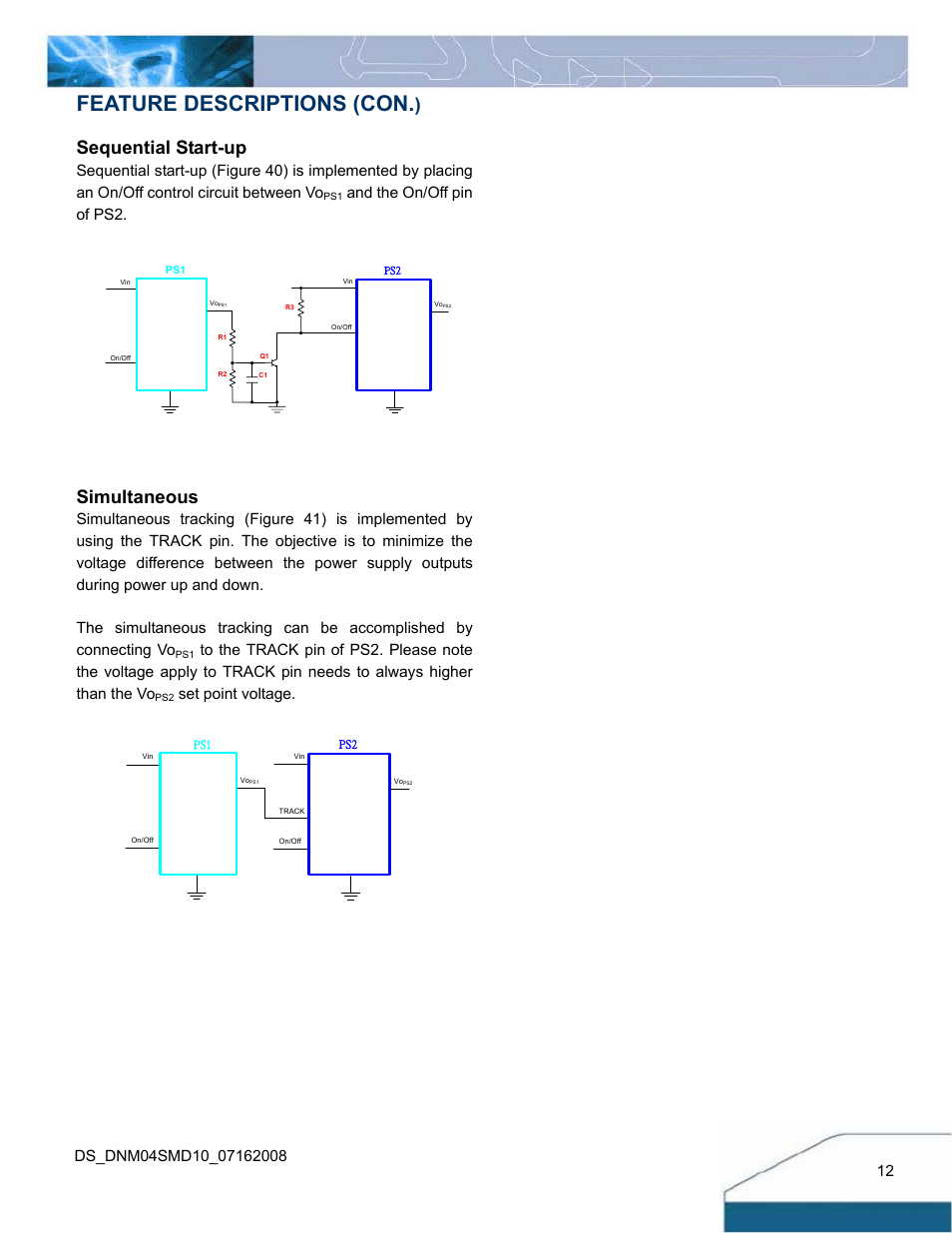 Feature descriptions (con, Sequential start-up, Simultaneous | Delta Electronics 10A User Manual | Page 12 / 17
