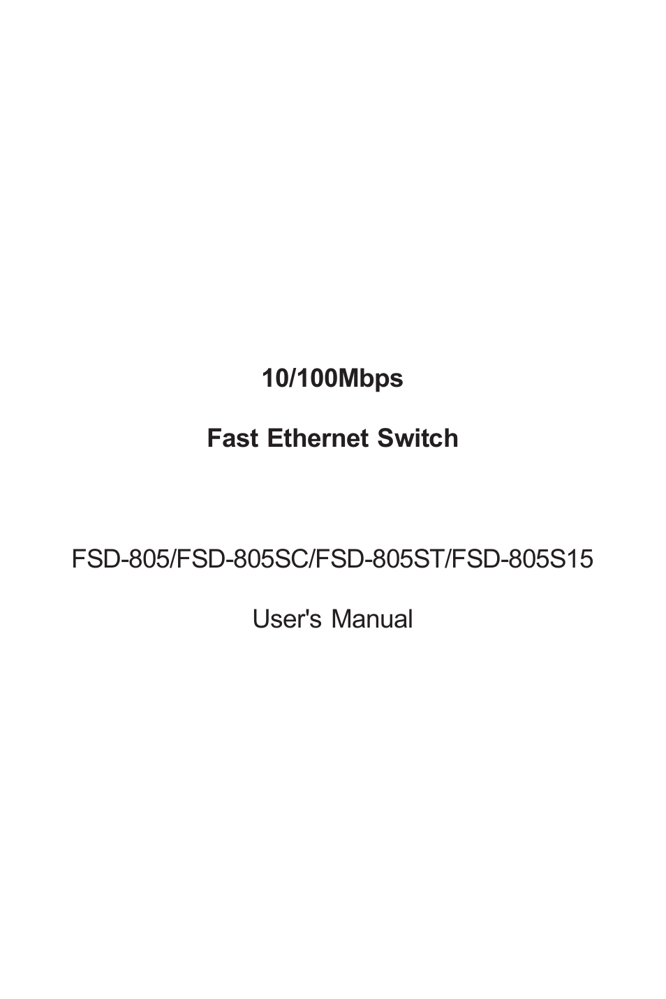 PLANET FSD-805 User Manual | 20 pages