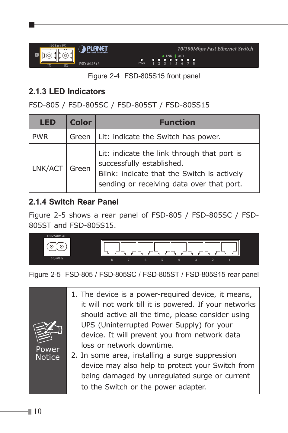 PLANET FSD-805 User Manual | Page 10 / 20