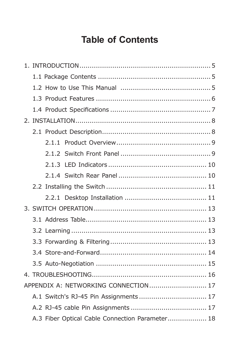 PLANET FSD-805 User Manual | Page 4 / 20