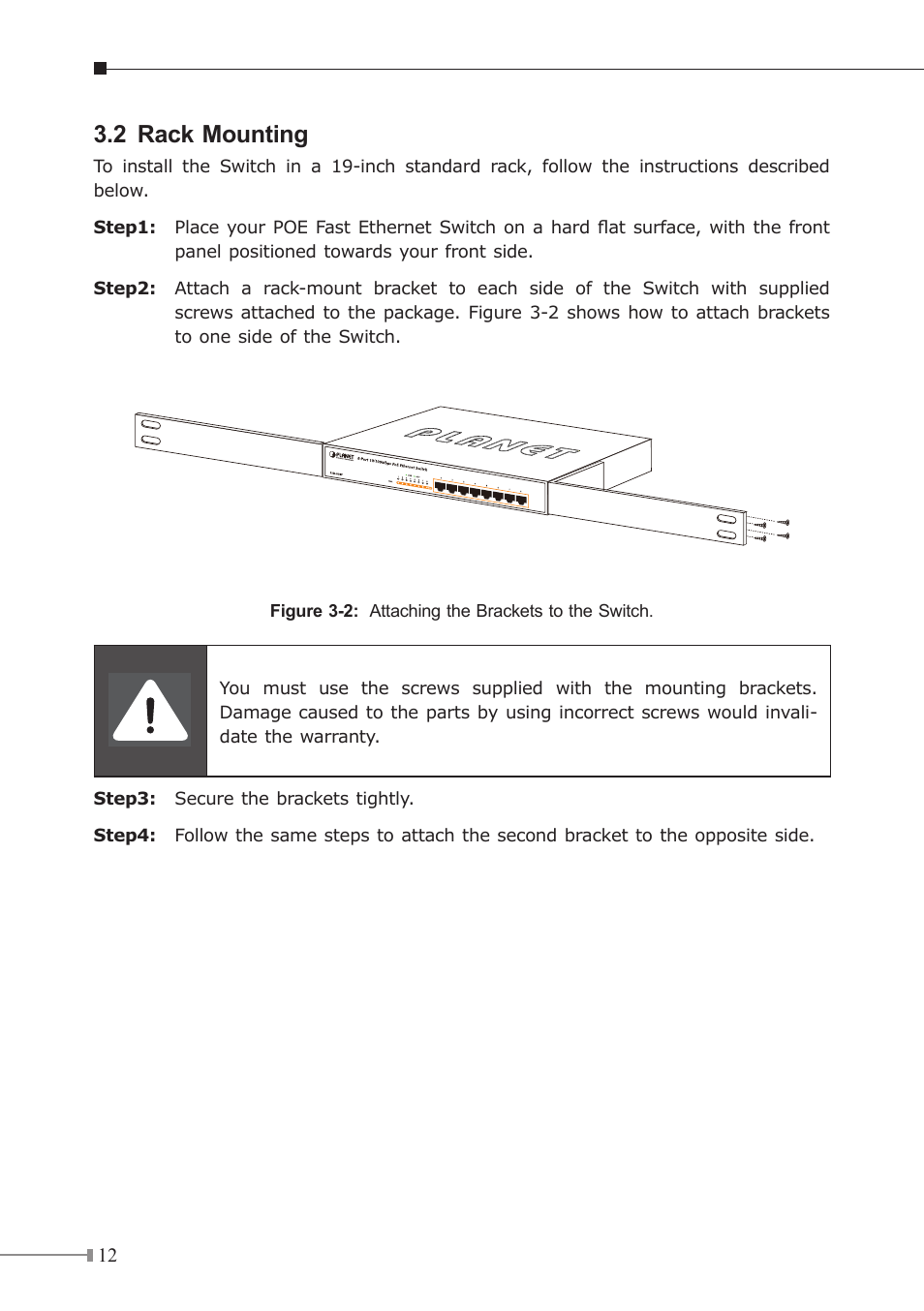 2 rack mounting | PLANET FSD-808HP User Manual | Page 12 / 24