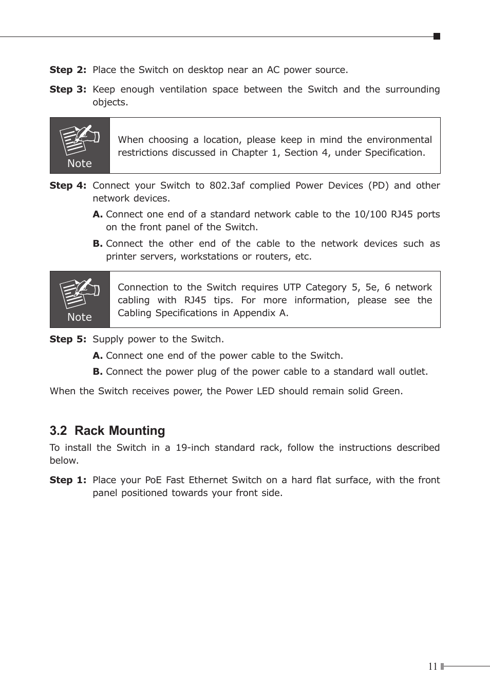 2 rack mounting | PLANET FSD-808P User Manual | Page 11 / 22