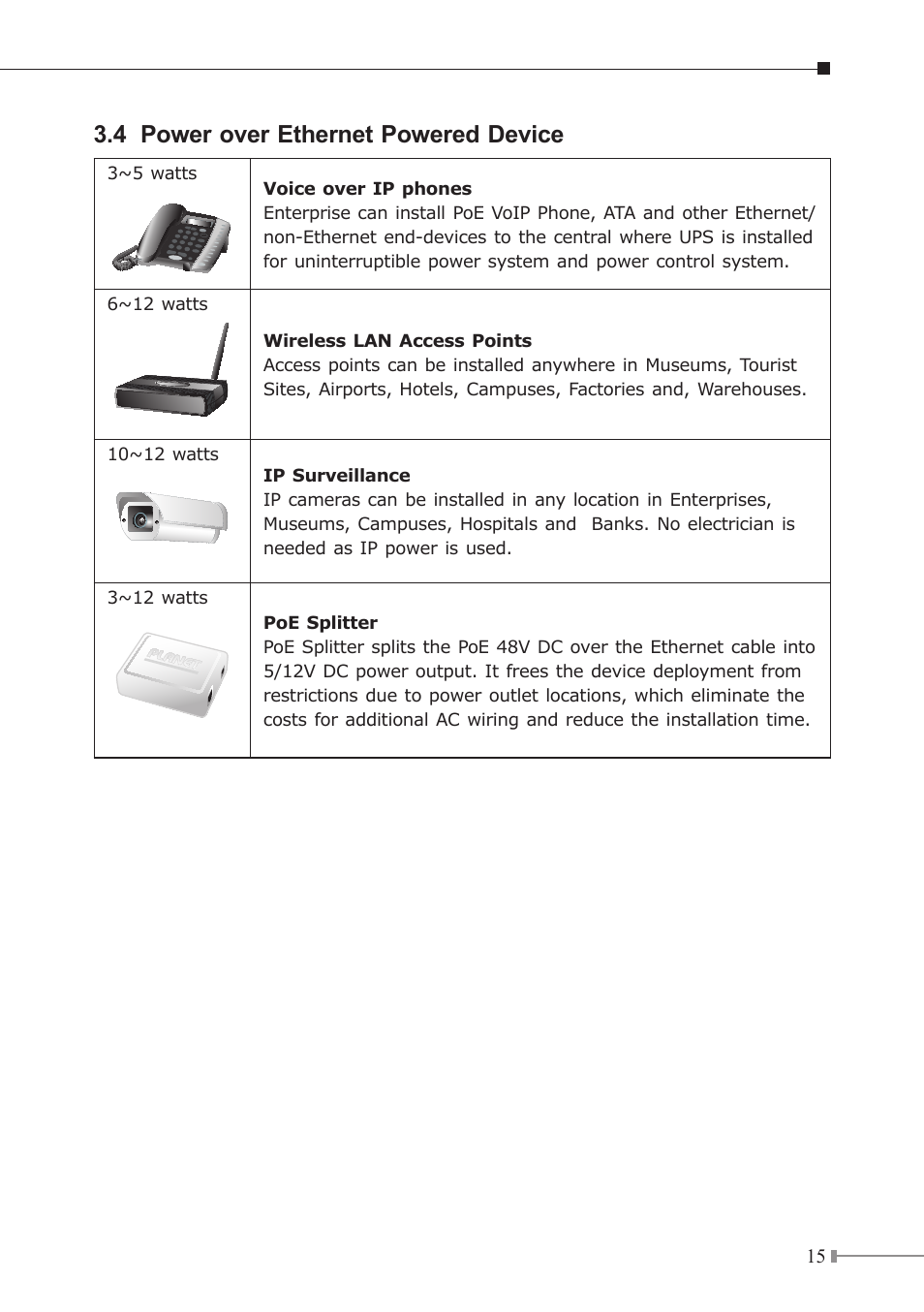 4 power over ethernet powered device | PLANET FSD-808P User Manual | Page 15 / 22