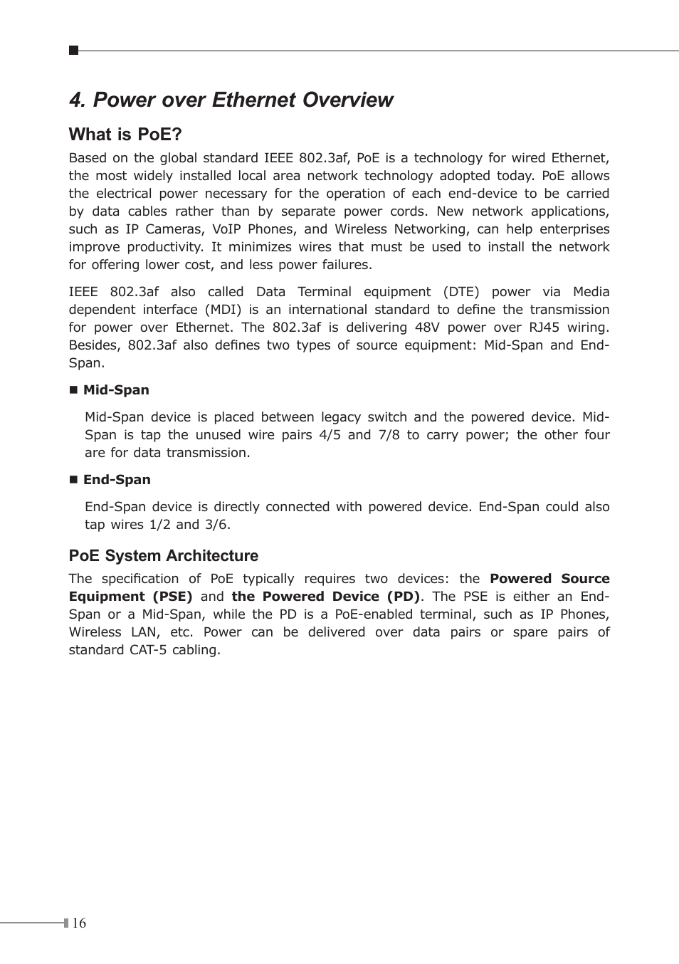 Power over ethernet overview, What is poe | PLANET FSD-808P User Manual | Page 16 / 22