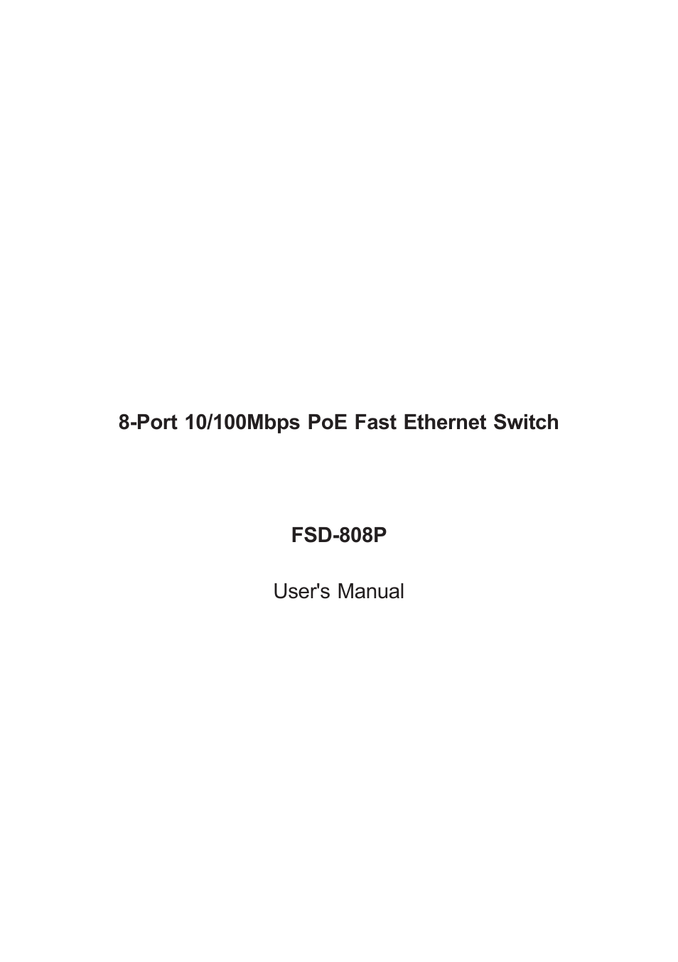 PLANET FSD-808P User Manual | 20 pages