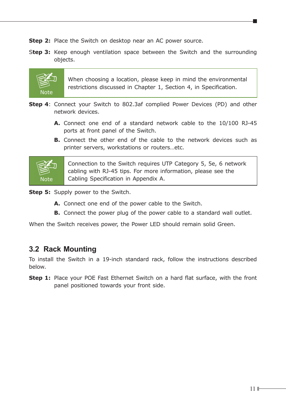 2 rack mounting | PLANET FSD-808P User Manual | Page 11 / 20