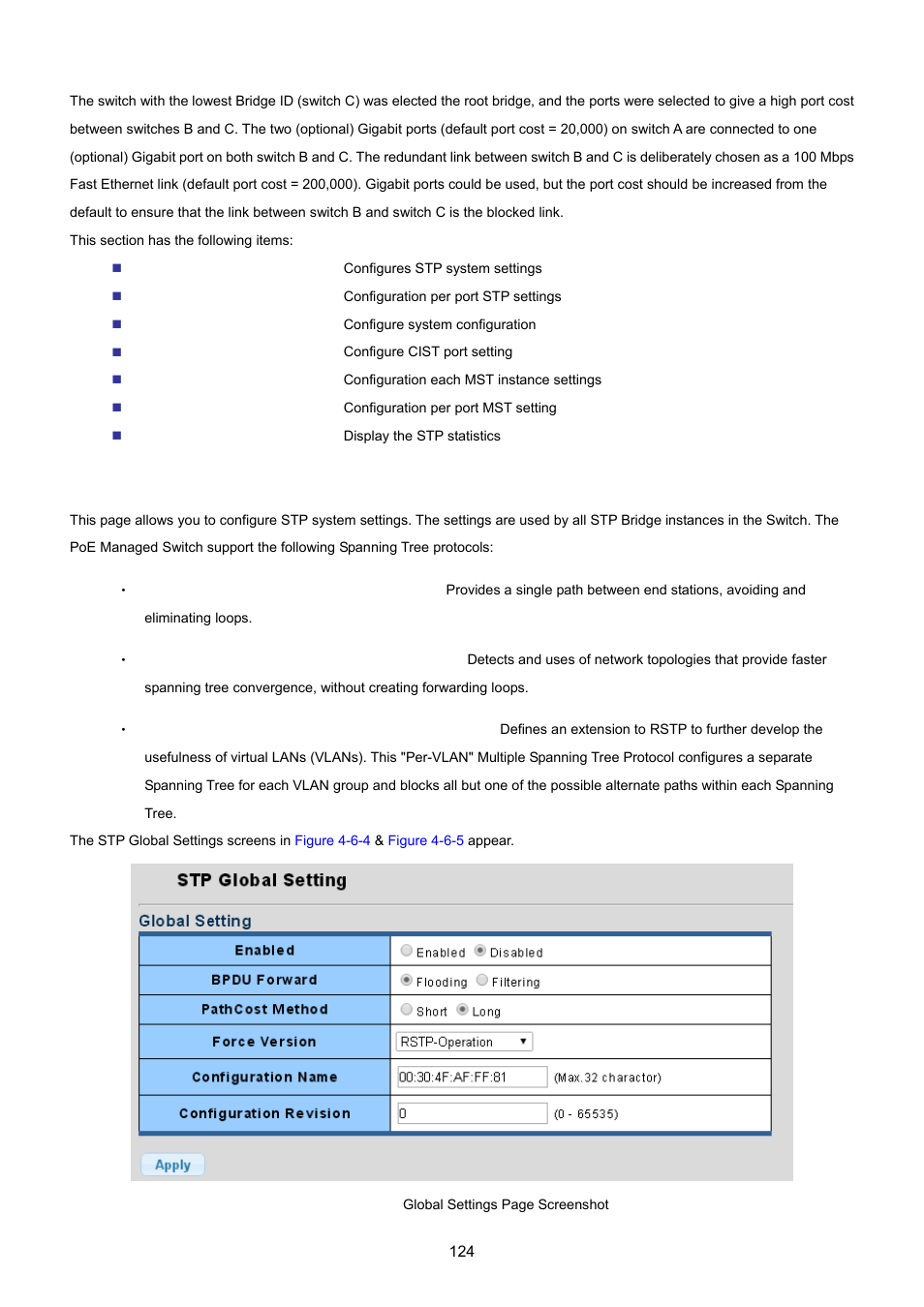 2 stp global settings | PLANET GS-4210-24P2S User Manual | Page 124 / 346
