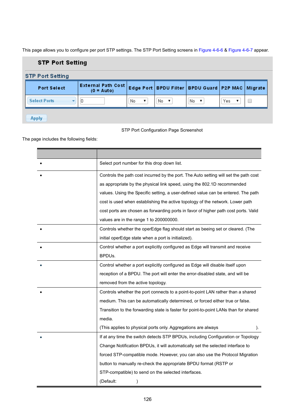 3 stp port setting | PLANET GS-4210-24P2S User Manual | Page 126 / 346