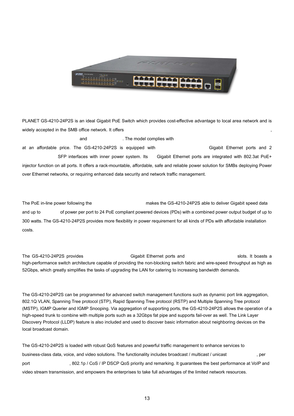 2 product description | PLANET GS-4210-24P2S User Manual | Page 13 / 346