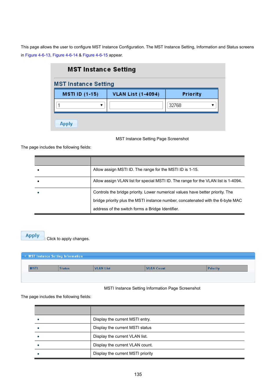 6 mst instance configuration | PLANET GS-4210-24P2S User Manual | Page 135 / 346