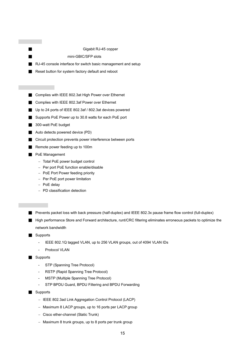 4 product features | PLANET GS-4210-24P2S User Manual | Page 15 / 346