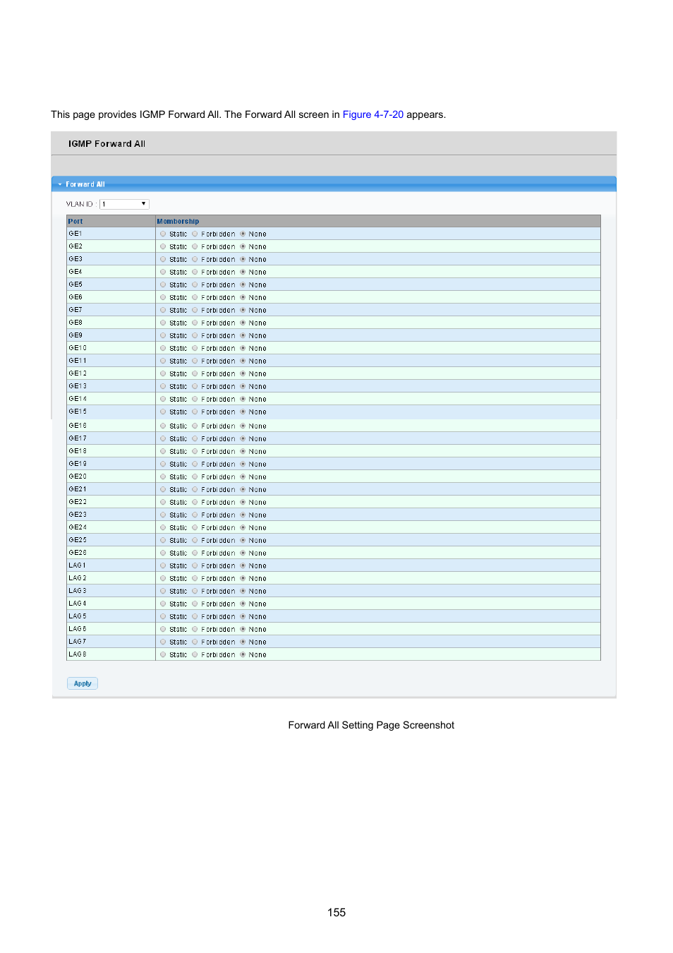 7 igmp forward all | PLANET GS-4210-24P2S User Manual | Page 155 / 346