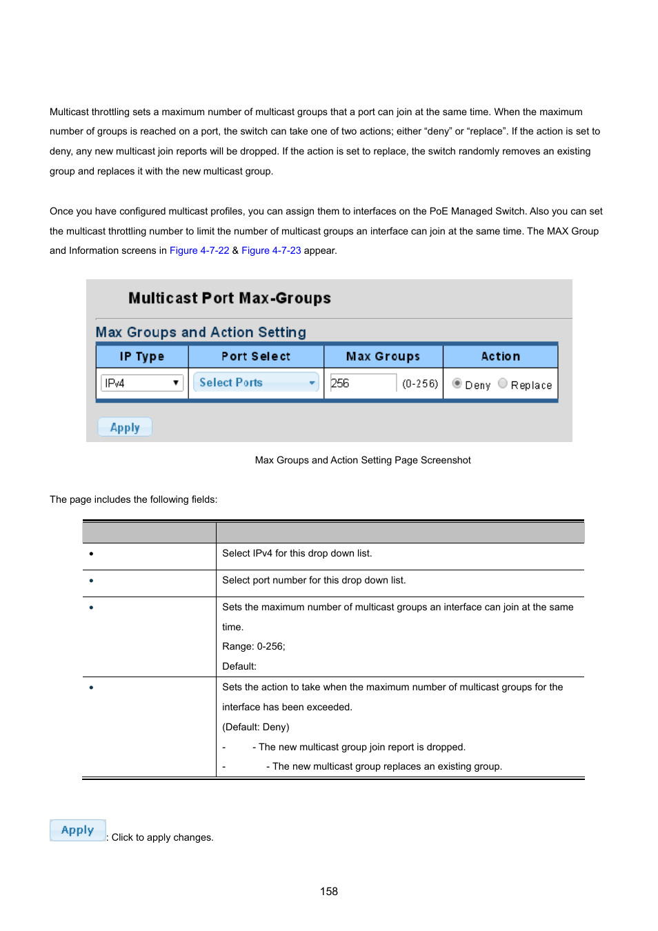 4 multicast throttling setting | PLANET GS-4210-24P2S User Manual | Page 158 / 346