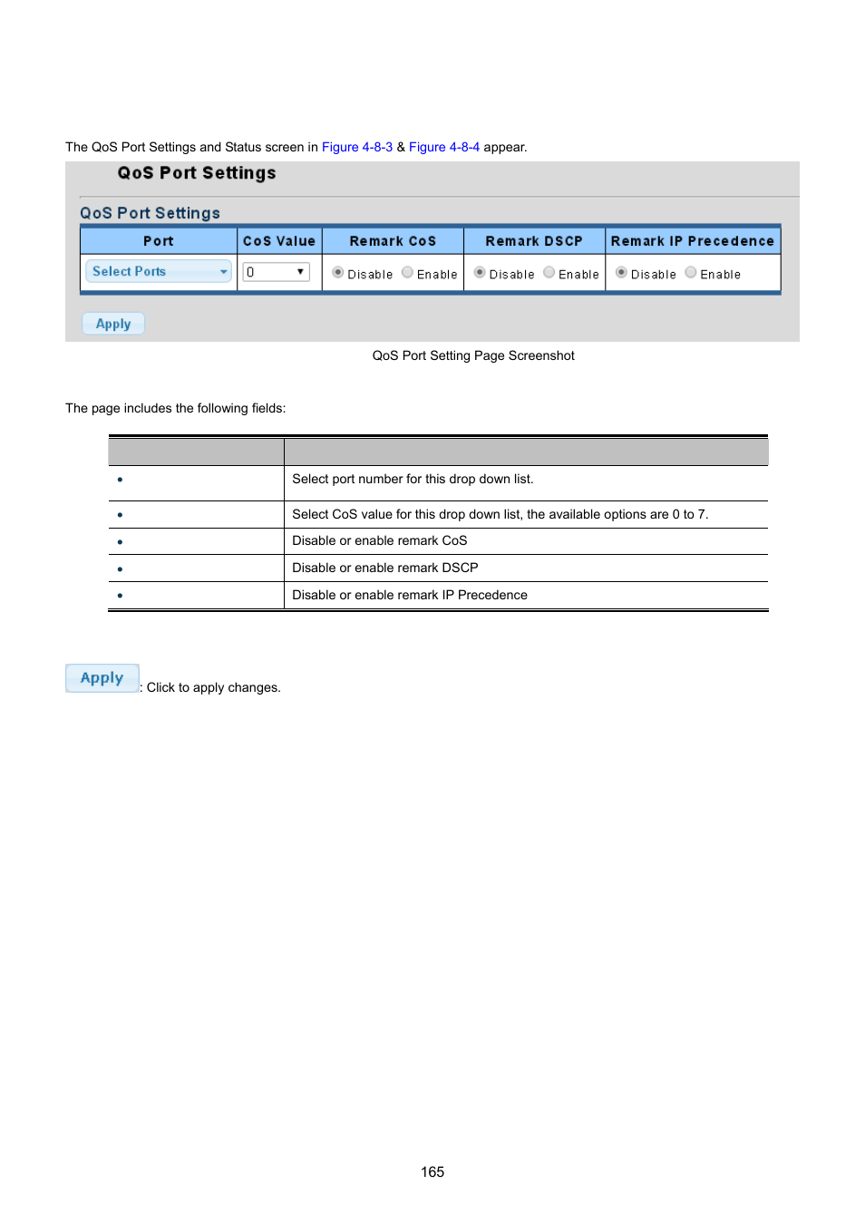 2 qos port settings | PLANET GS-4210-24P2S User Manual | Page 165 / 346