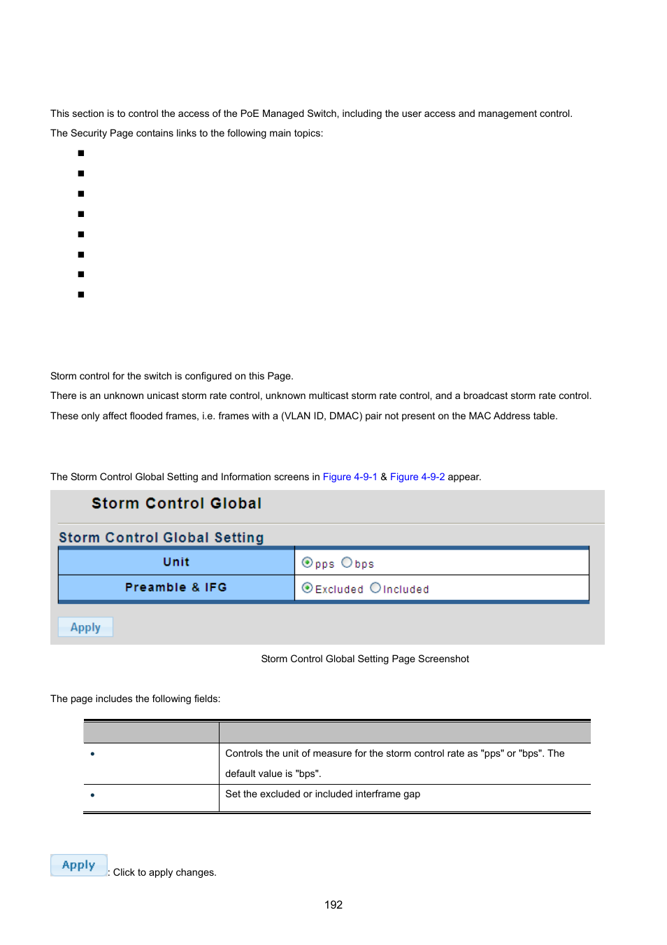 9 security, 1 storm control, 1 global setting | PLANET GS-4210-24P2S User Manual | Page 192 / 346