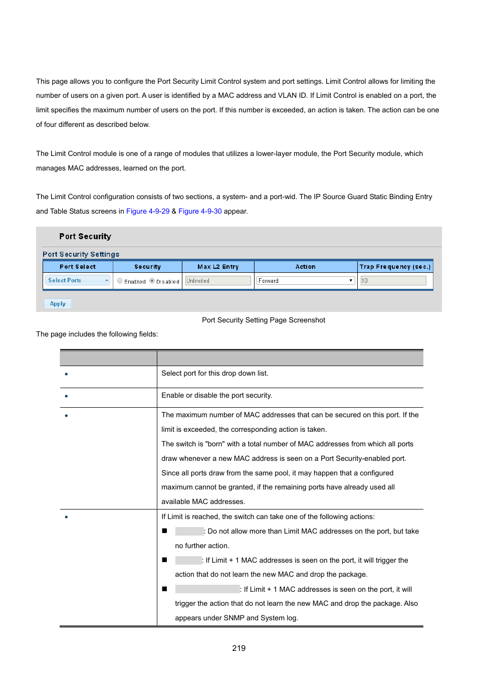 4 port security | PLANET GS-4210-24P2S User Manual | Page 219 / 346