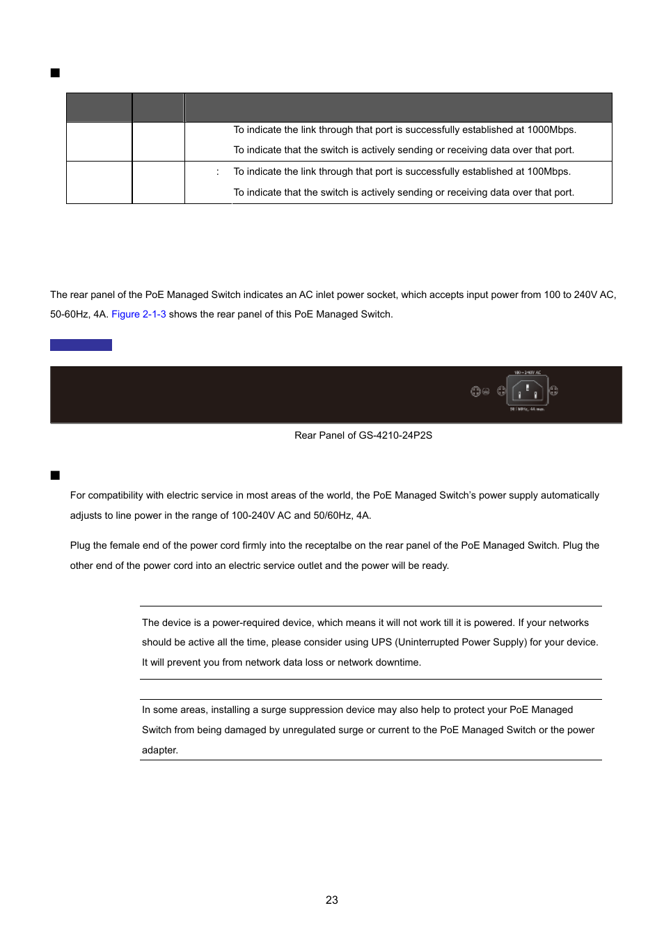 3 switch rear panel | PLANET GS-4210-24P2S User Manual | Page 23 / 346