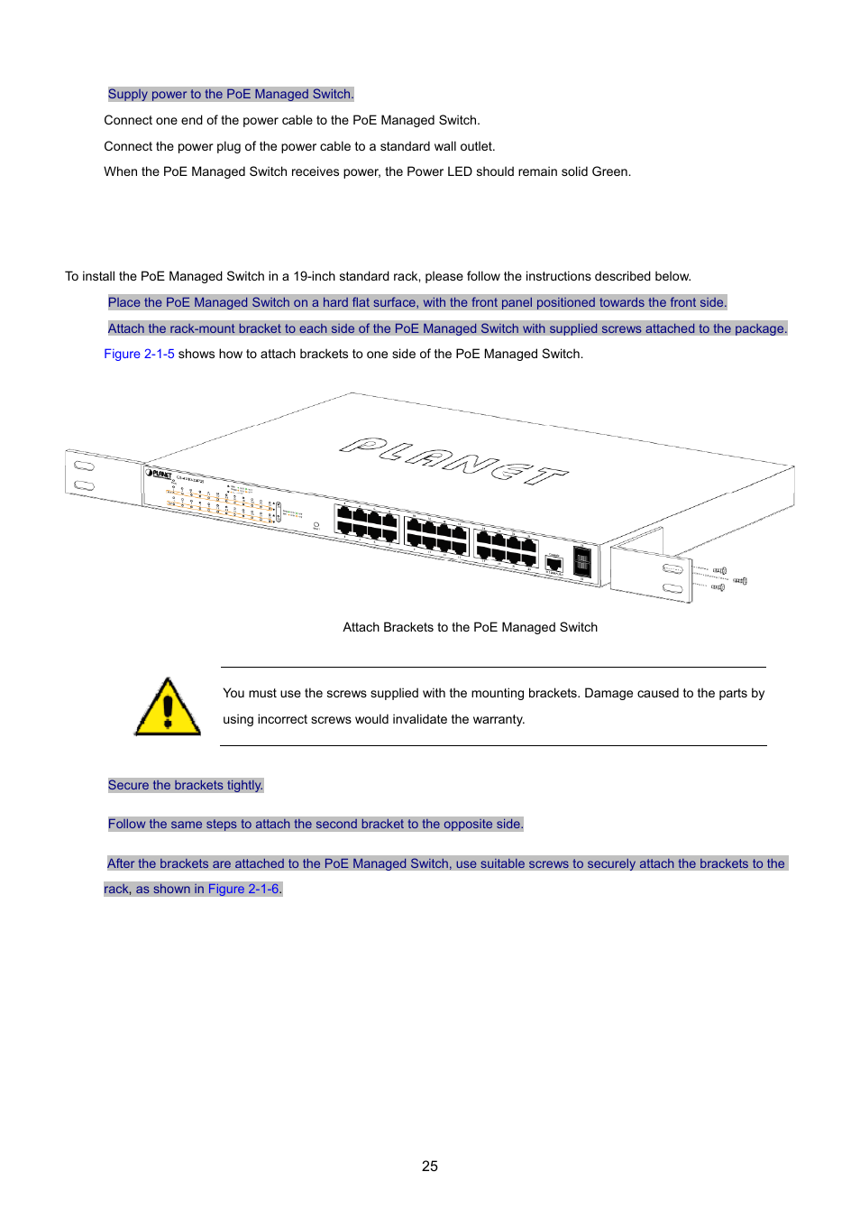 2 rack mounting | PLANET GS-4210-24P2S User Manual | Page 25 / 346