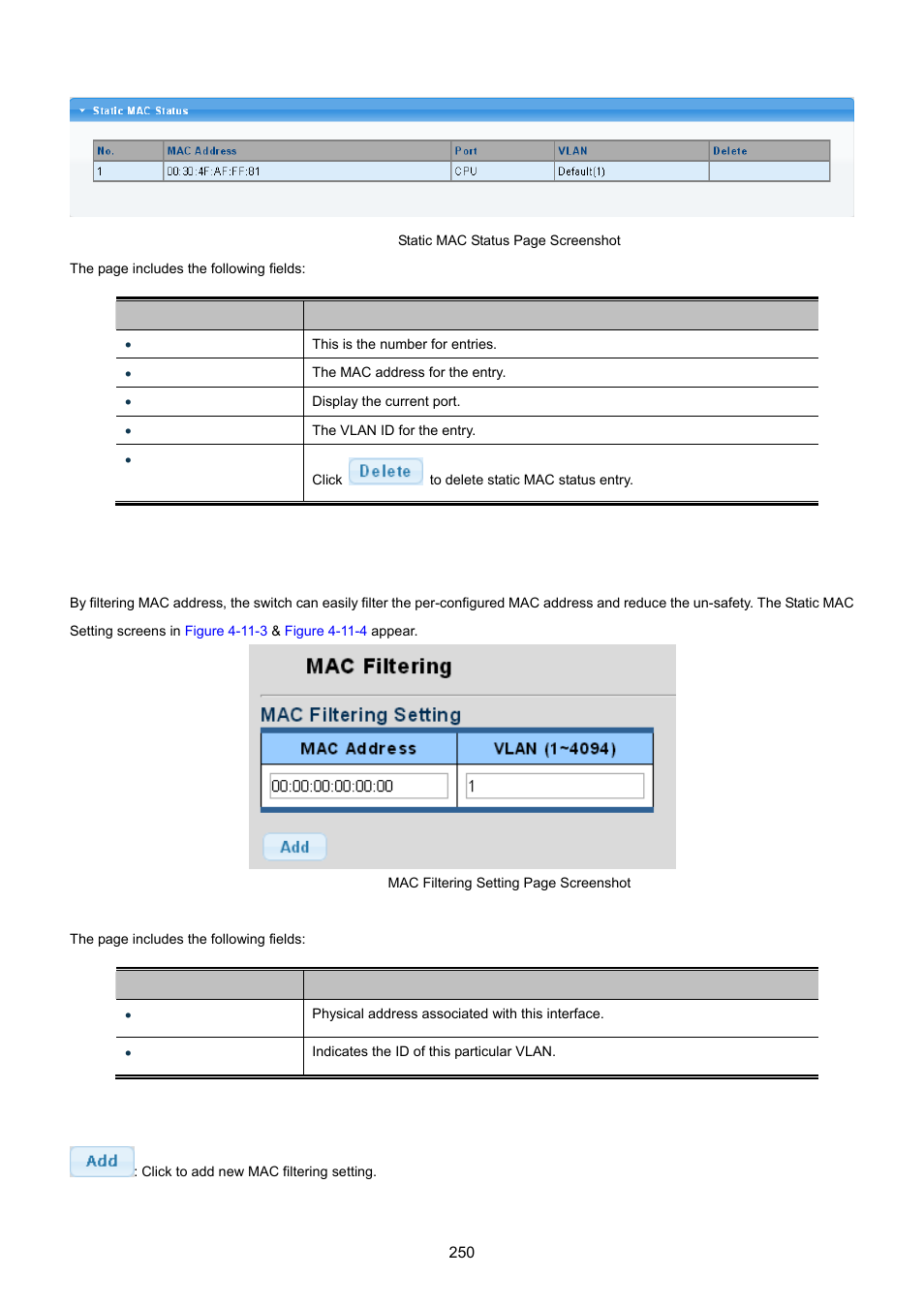 2 mac filtering | PLANET GS-4210-24P2S User Manual | Page 250 / 346