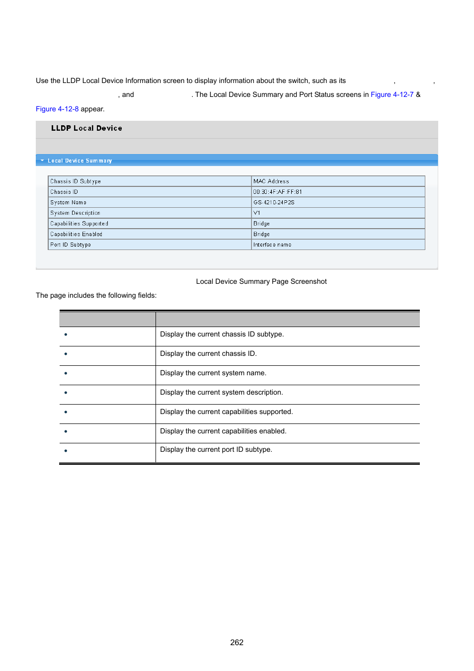 4 lldp local device | PLANET GS-4210-24P2S User Manual | Page 262 / 346