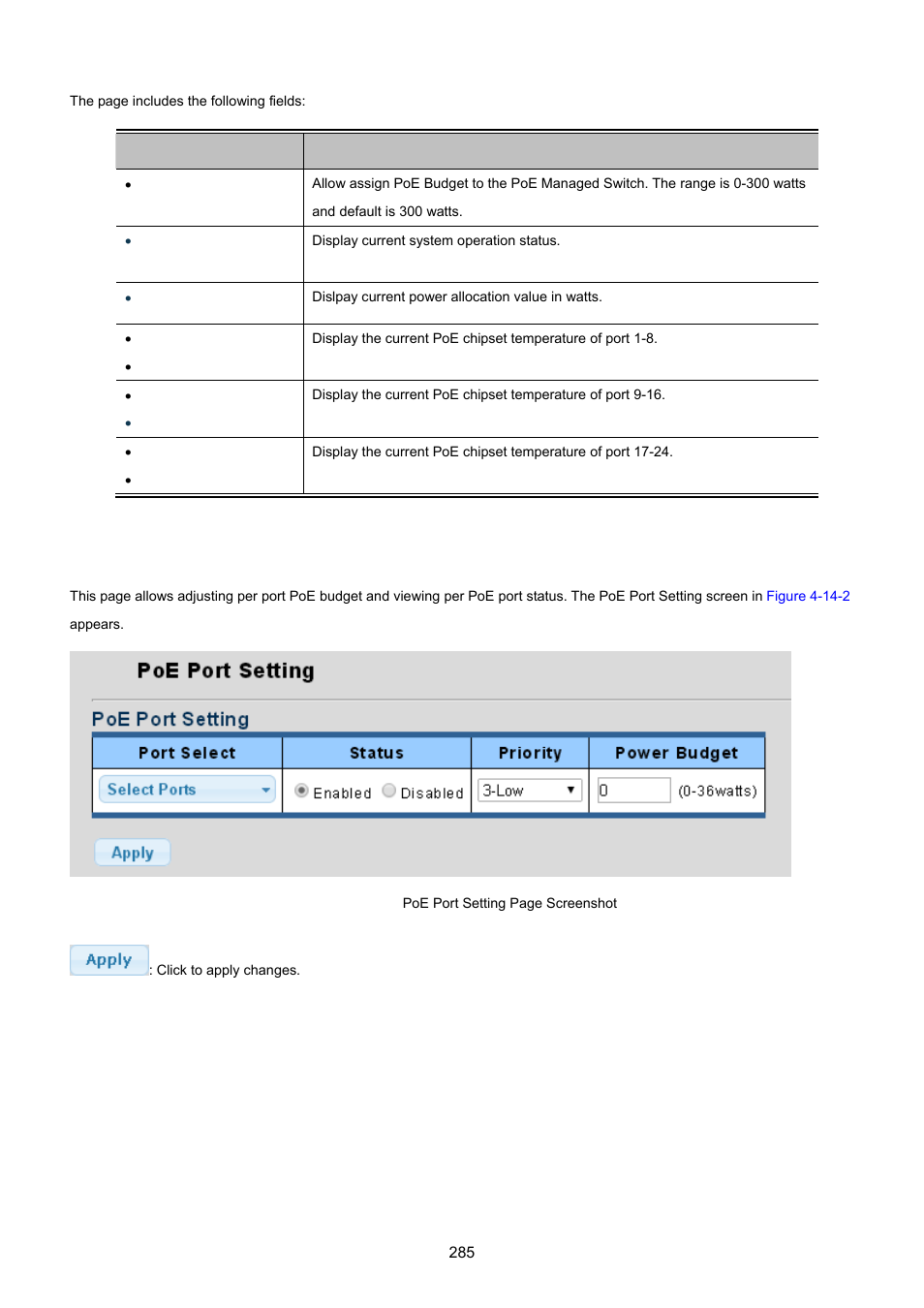 2 poe port setting | PLANET GS-4210-24P2S User Manual | Page 285 / 346