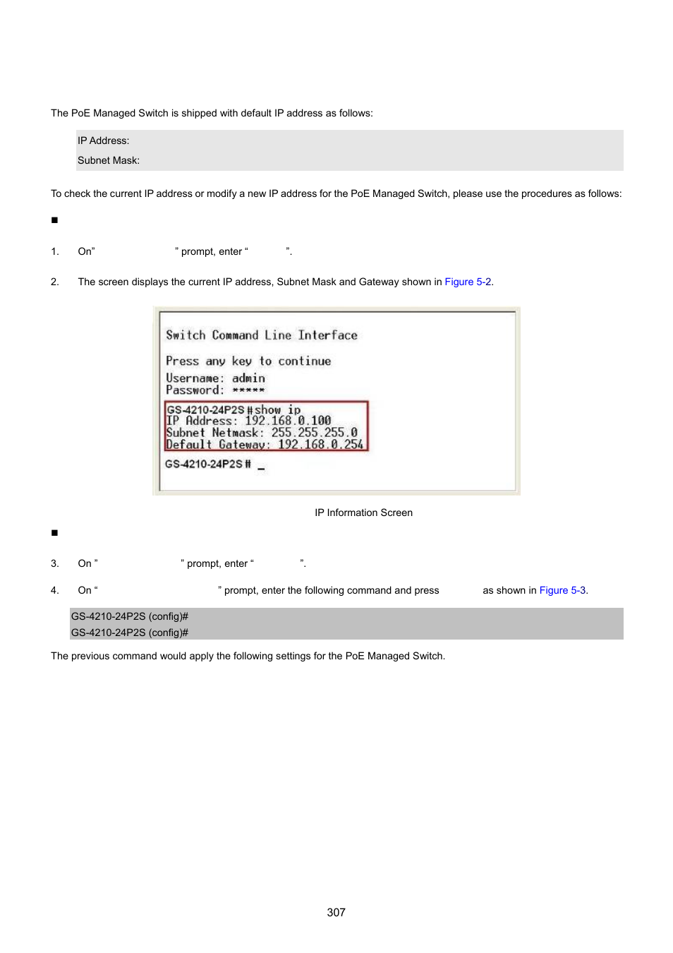 Configure ip address | PLANET GS-4210-24P2S User Manual | Page 307 / 346