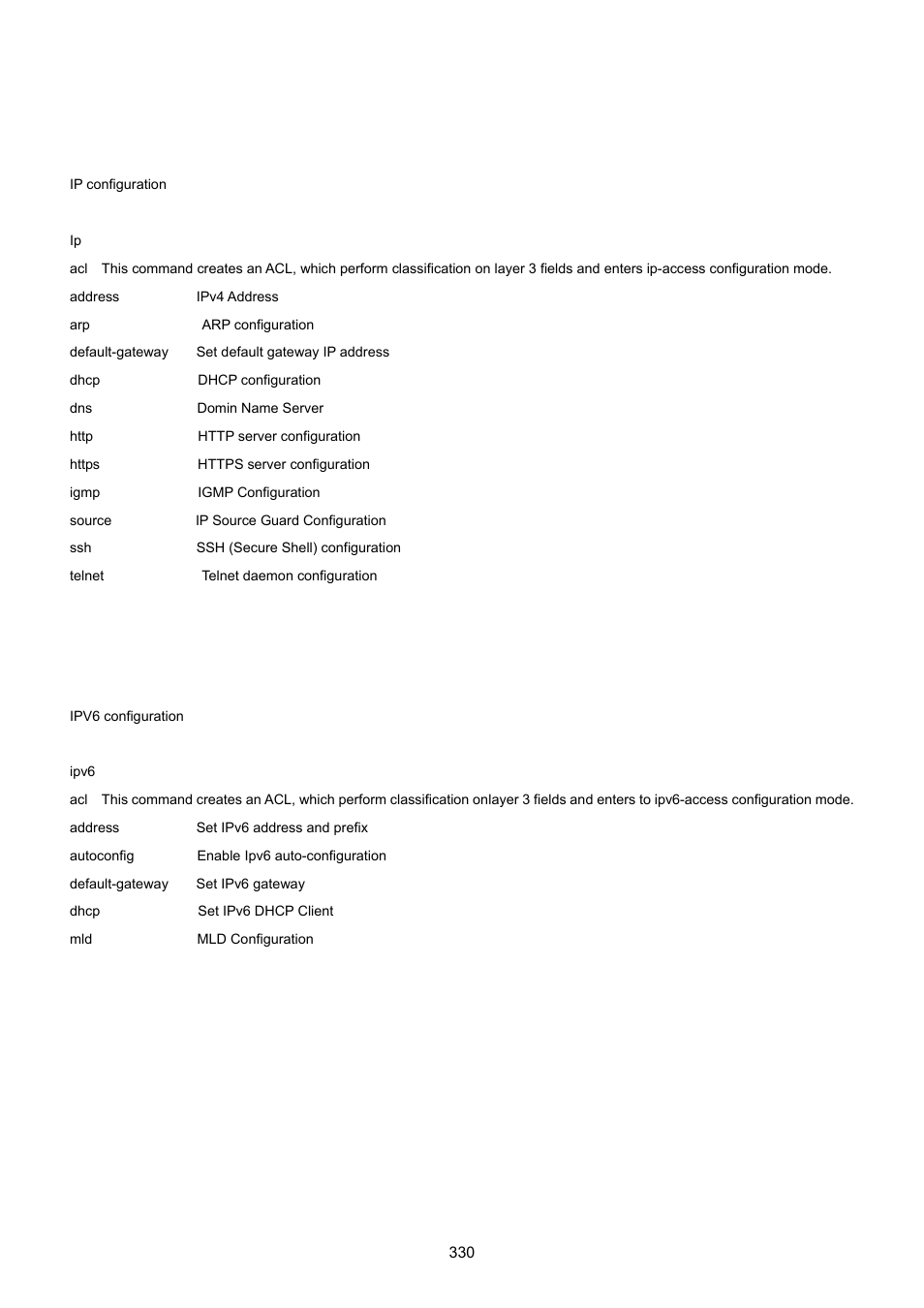 16 ip command, 17 ipv6 command | PLANET GS-4210-24P2S User Manual | Page 330 / 346