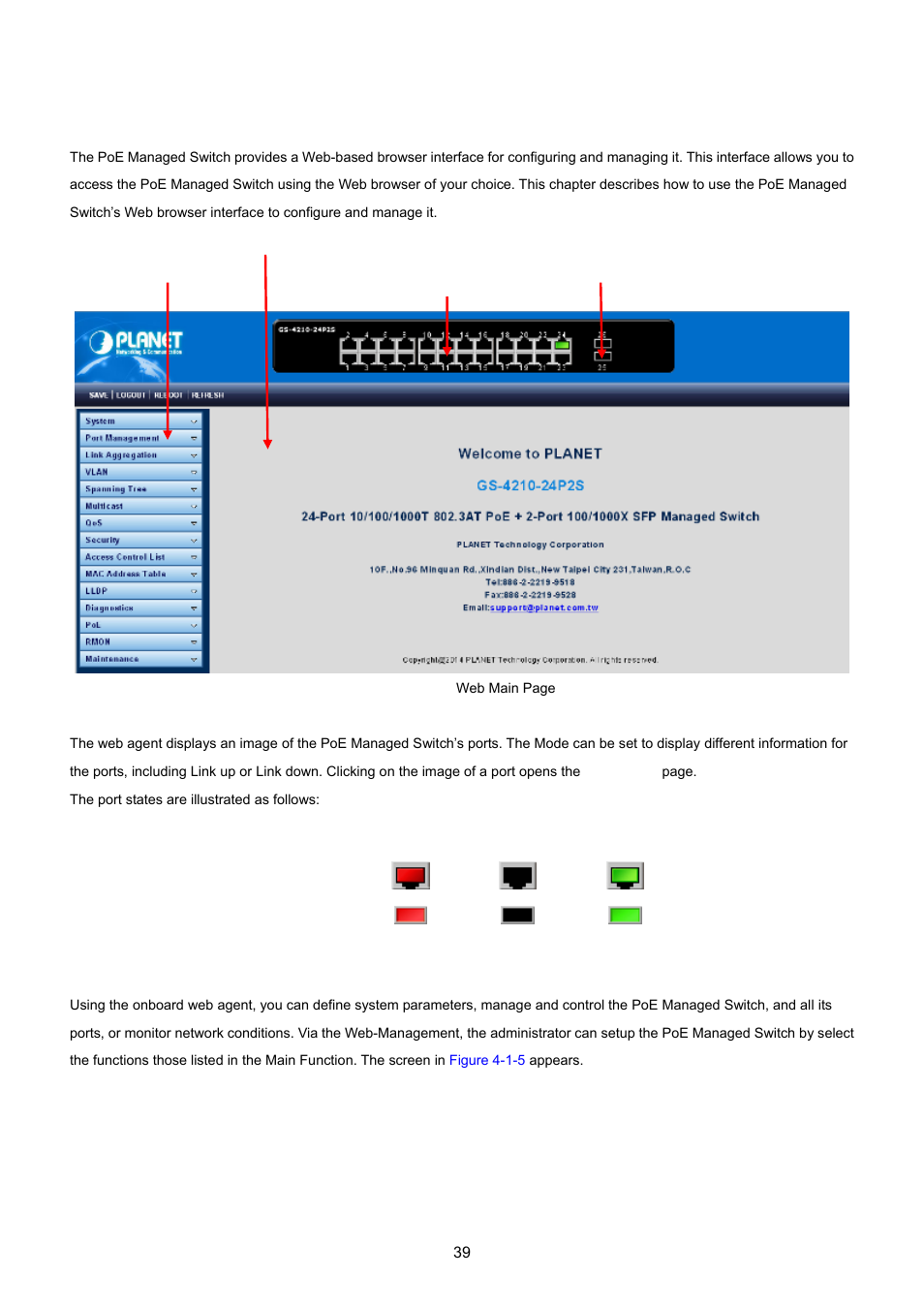 1 main web page | PLANET GS-4210-24P2S User Manual | Page 39 / 346