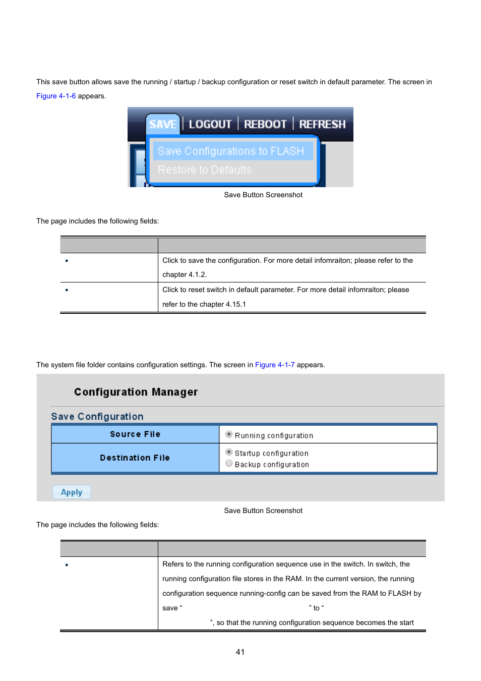 1 save button, 2 configuration manager | PLANET GS-4210-24P2S User Manual | Page 41 / 346