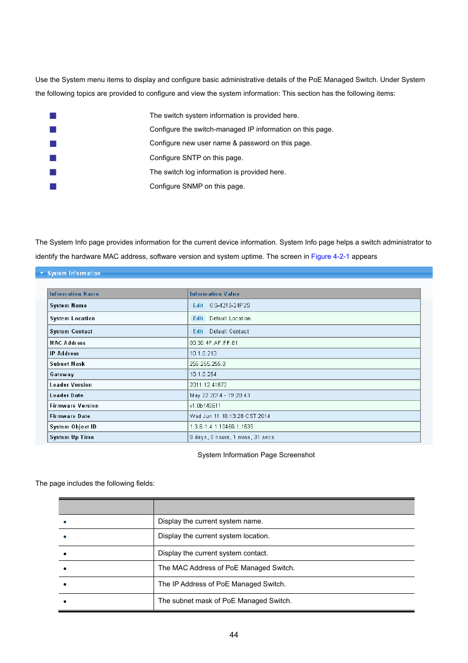 2 system, 1 system information | PLANET GS-4210-24P2S User Manual | Page 44 / 346