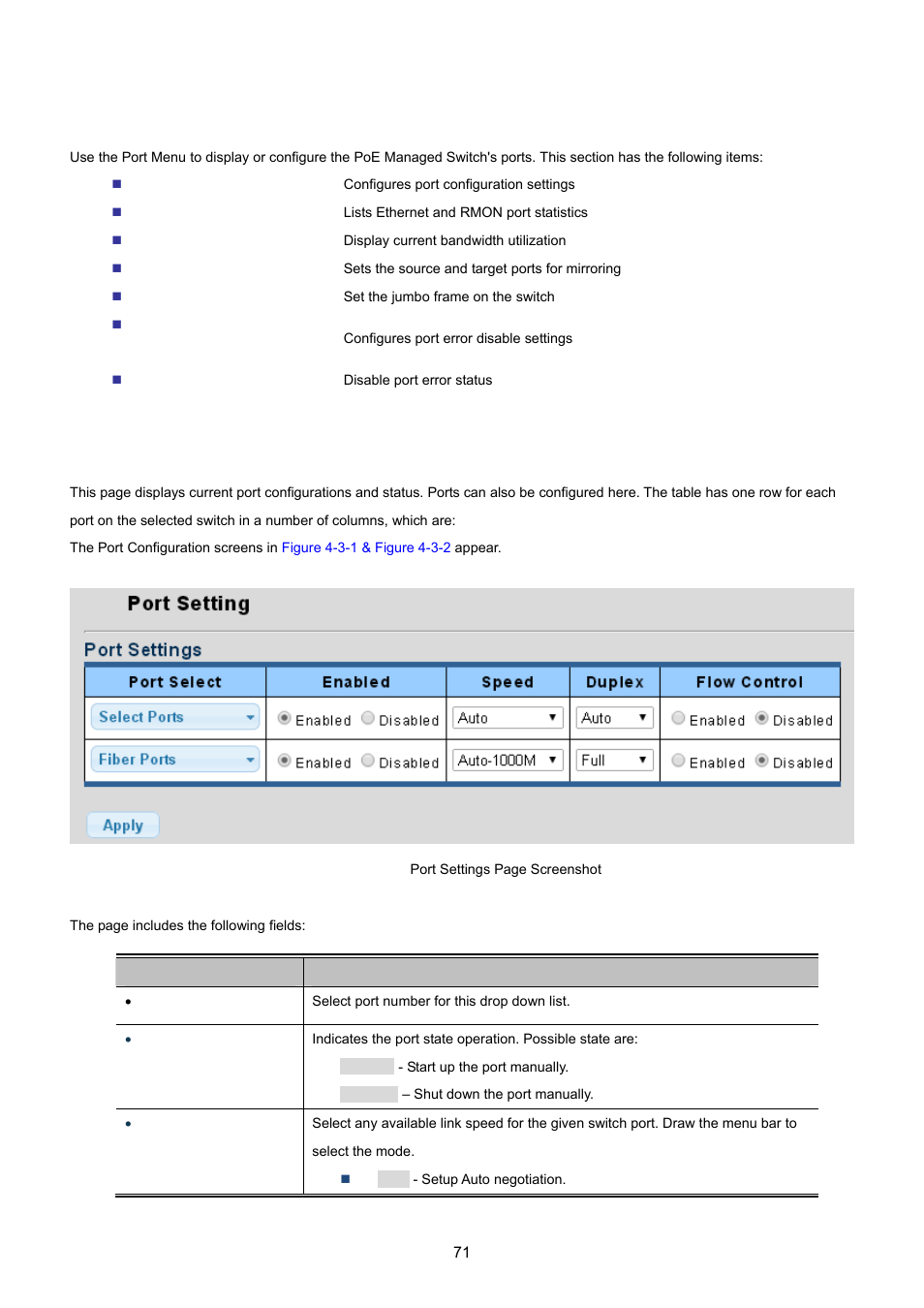 3 port management, 1 port configuration | PLANET GS-4210-24P2S User Manual | Page 71 / 346