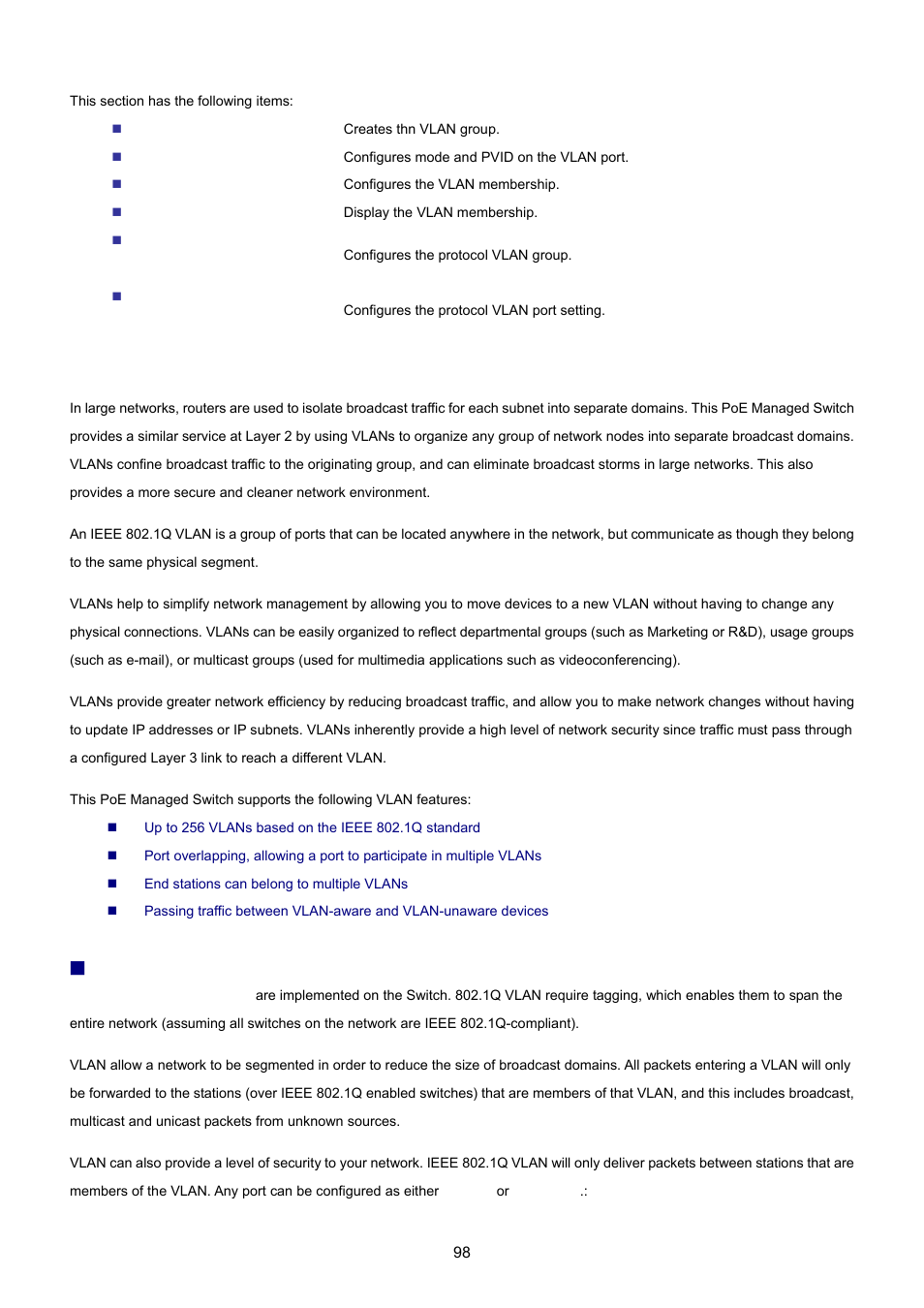 2 ieee 802.1q vlan | PLANET GS-4210-24P2S User Manual | Page 98 / 346