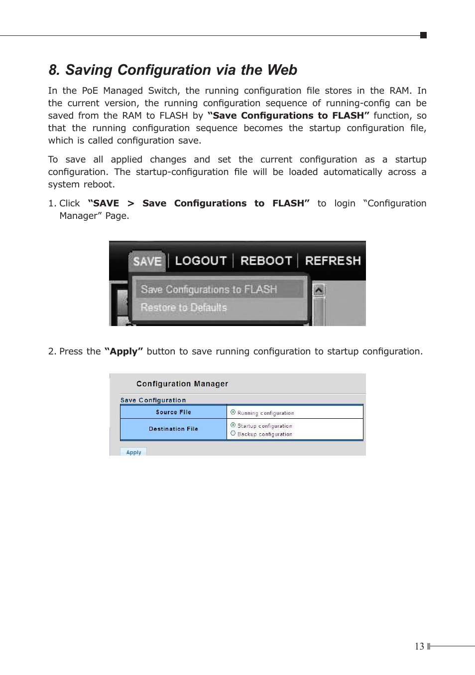Saving configuration via the web | PLANET GS-4210-24P2S User Manual | Page 13 / 16
