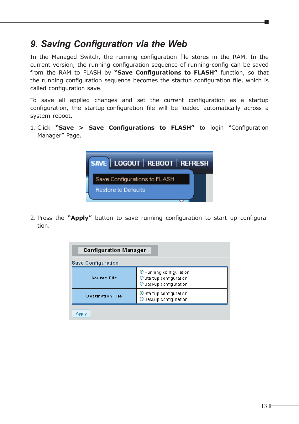 Saving configuration via the web | PLANET GS-4210-24P4C User Manual | Page 13 / 16