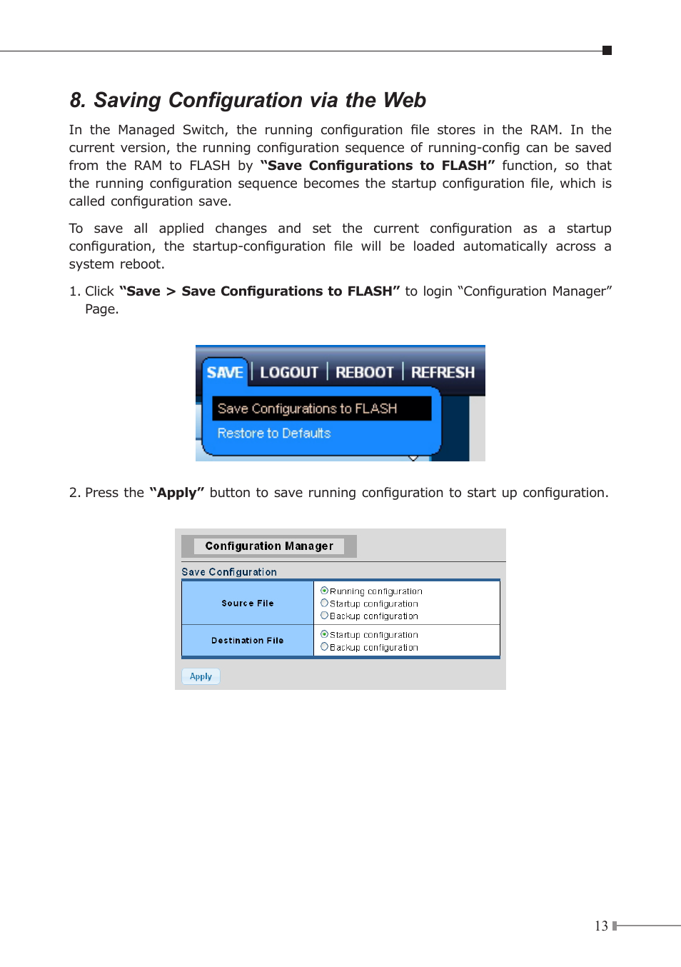 Saving configuration via the web | PLANET GS-4210-24P4C User Manual | Page 13 / 16