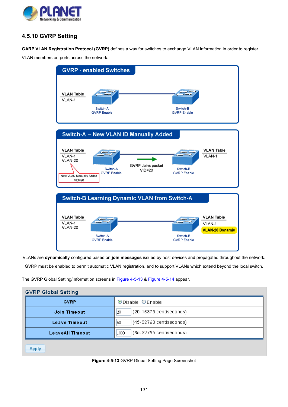 10 gvrp setting | PLANET GS-4210-8P2S User Manual | Page 131 / 353