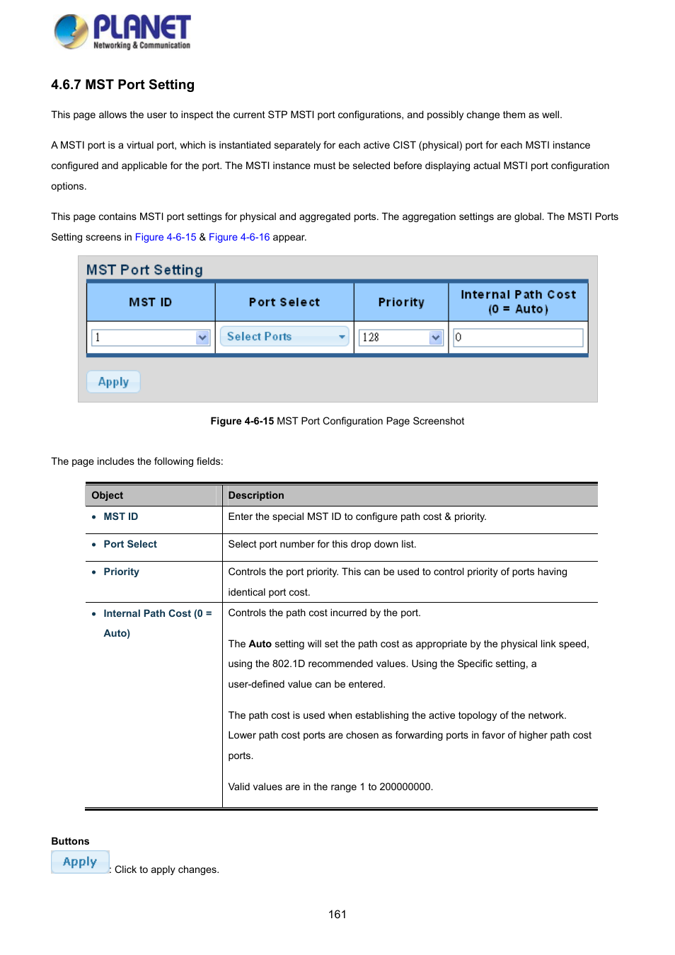 7 mst port setting | PLANET GS-4210-8P2S User Manual | Page 161 / 353